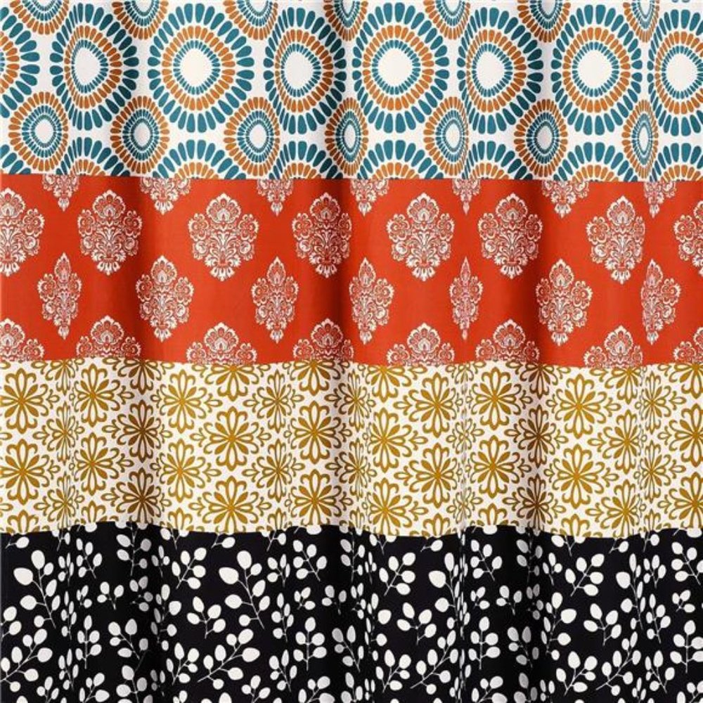Bohemian Striped Shower Curtain Colorful Bold Design,72"x72",Turquoise & Orange - Picture 4 of 5